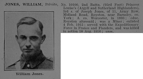 Jones W Pte 10100 2nd Argyll & Sutherland Highlanders Obit De Ruvignys Roll Of Honour Vol 5