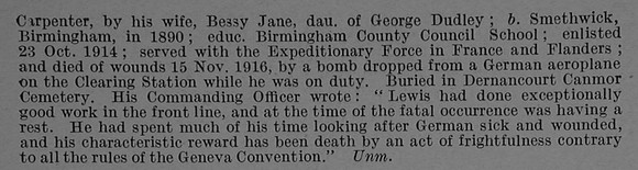 Lewis H J LCpl 2067 Royal Army Medical Corps Obit Part 2 De Ruvignys Roll Vol 4