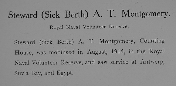 Montgomery A T Steward Royal Naval Volunteer Reserve Record William Graham Co Roll Of Honour