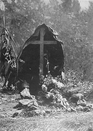 A Highlanders Grave In France With The Dead Mans Shell Torn Coat Upon The Cross