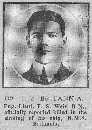 Weir F S Eng Lt HMS Britannia Royal Navy The Graphic 14th Nov 1918