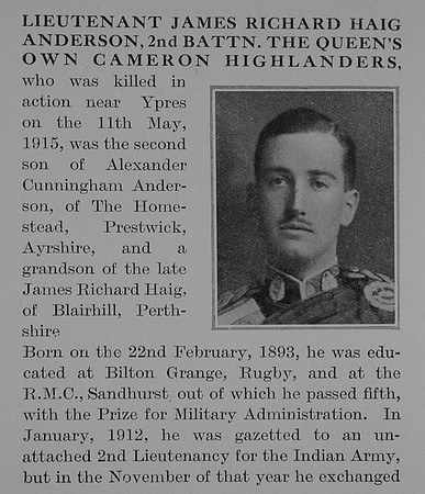 Anderson J R H Lt 2nd Cameron Highlanders Obit Part 1 The Bond Of Sacririce Vol 2