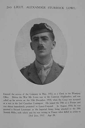 Lowe A S 2nd Lt 10th Cameronians Northern Assurance Co War Record