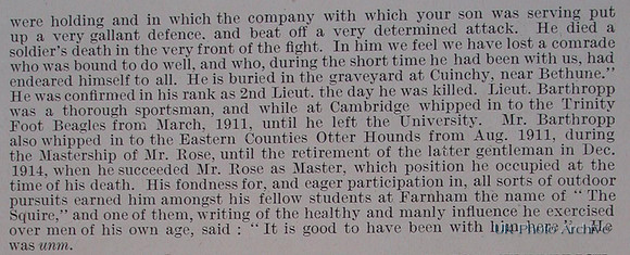 Barthropp S A N S 2nd Lt Royal Sussex Regiment Obit Part 2