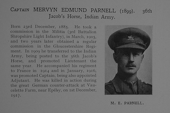 Parnell M E Captain Indian Army Obit Dulwich College Roll Of Honour