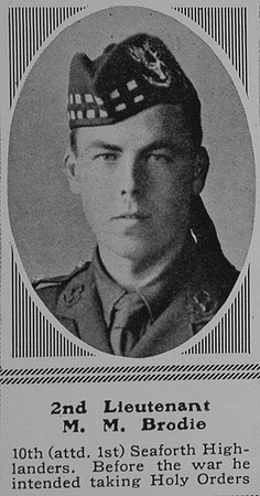 Brodie M M 2nd Lt 1st Seaforth Highlanders The Sphere 19th Feb 1916