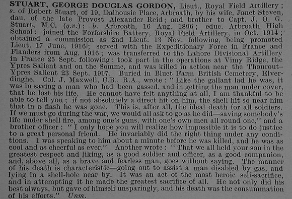 Stuart G D G Lt Royal Field Artillery Obit De Ruvignys Roll Of Honour Vol 4
