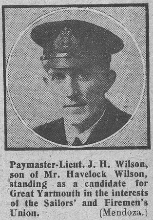 Wilson J H Paymaster Lt Royal Navy The Graphic 23rd Nov 1918