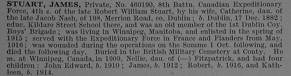 Stuart J Pte 460190 8th Canadian Infantry Obit De Ruvignys Roll Of Honour Vol 4