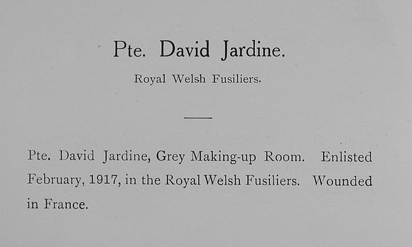 Jardine D Pte Royal Welsh Fusiliers Record William Graham Co Roll Of Honour