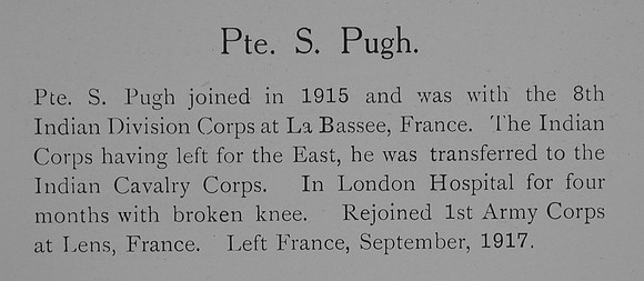 Pugh S Pte Indian Army Record William Graham Company