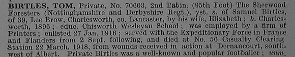 Birtles T Pte 70603 2nd Notts & Derby Regiment Obit De Ruvignys Roll Of Honour Vol 4