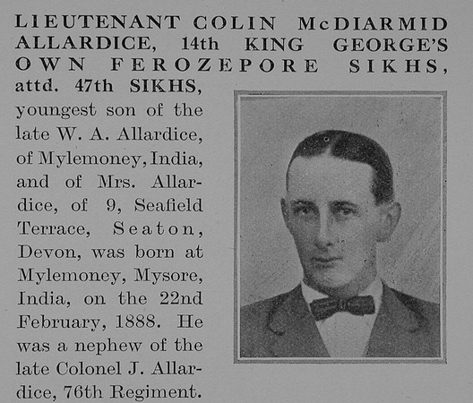 Allardice C M Lt Indian Army Obit Part 1 The Bond Of Sacrifice
