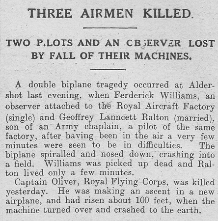 Three Airmen Killed The Graphic 13th Sep 1916
