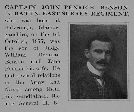 Benson J P Captain 1st East Surrey Regiment Obit Part 1 The Bond Of Sacrifice Vol 1