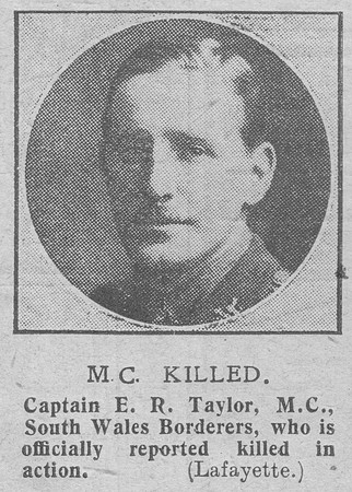 Taylor E R Captain MC 1st South Wales Borderers The Graphic 11th Nov 1918