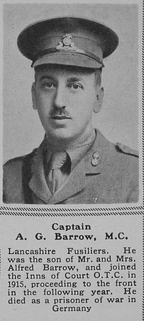 Barrow A G Captain MC 10th Lancashire Fusiliers The Sphere 31st Aug 1918