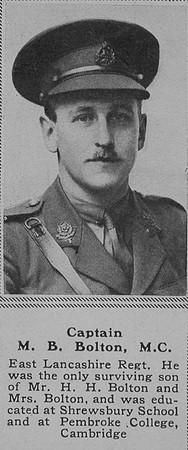 Bolton M B Captain MC 5th East Lancs Regt The Sphere 8th Feb 1919