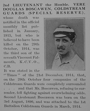 Boscawen V D 2nd Lt The Hon Coldstream Guards Obit Memorials Of Rugbeians Who Fell In The Great War Vol 6