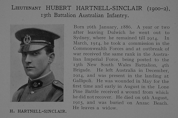 Hartnell-Sinclair H Lt 13th Australian Infantry Obit Dulwich College Roll Of Honour