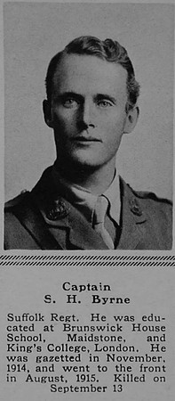 Byrne S H Captain 9th Suffolk Regiment The Sphere 9th Dec 1916