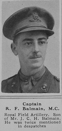 Balmain R F Captain MC RFA The Sphere 9th Nov 1918