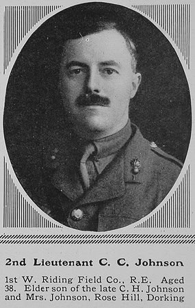 Johnson C C 2nd Lt 1st (West Riding) Field Coy Royal Engineers The Sphere 21st Aug 1915