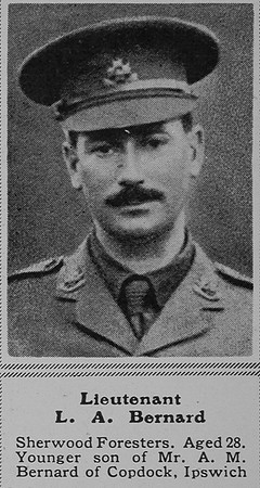 Bernard L A Lt 2nd Notts Derby Regiment The Sphere 3rd April 1915