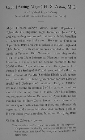 Aston H S Captain MC Machine Gun Corps Obituary William Graham & Son Record Of Service Of The Great War