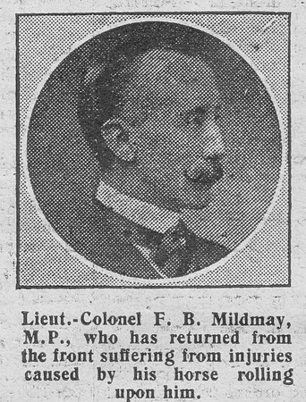Mildmay F B Lt Col Queens Own West Kent Yeomanry The Graphic 8th Aug 1916