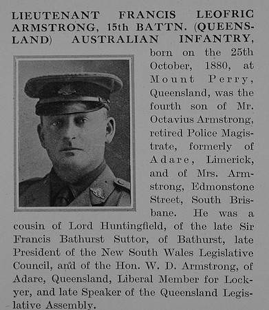 Armstrong F L Lt 15th Australian Infantry Obit Part 1 The Bond Of Sacrifice Vol 2