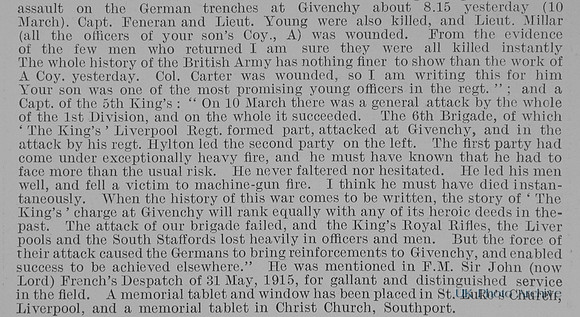 Madden T H 2nd Lt 1st Kings Liverpool Regiment Obit Part 2