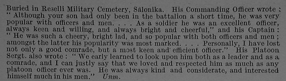 Smith H G 2nd Lt 4th Attd 12th Argyll and Sutherland Highlanders Obit Part 2 De Ruvignys Roll Of Honour Vol 4