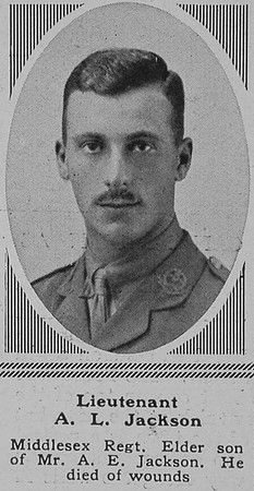 Jackson A L Lt 4th Middlesex Regiment The Sphere 28th Apr 1917