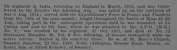 Moody A E Pte 1st Queens Own Royal West Kent Regiment Obit Part 2  De Ruvignys Roll Of Honour Vol 3
