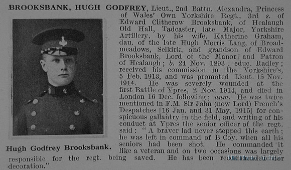Brooksbank H G Lt 2nd Yorkshire Regiment Obituary De Ruvignys Roll Of Honour Vol 1