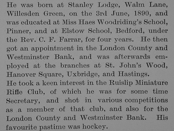 Abercrombie R H C 2n Lt 8th Middlesex Regimnt Obit Part 2 The Bond Of Sacrifice Vol 2