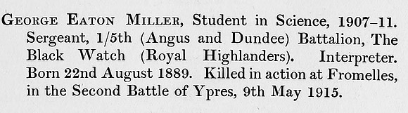 Miller G E Sergt 5th Black Watch Obit St Andrews University Roll Of Honour