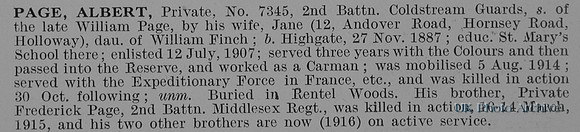 Page A Pte 7345 2nd Coldstream Guards Obit De Ruvignys Roll Of Honour Vol 1