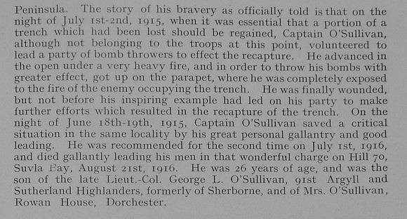 OSullivan G R Captain VC Royal Inniskilling Fusiliers Part 2