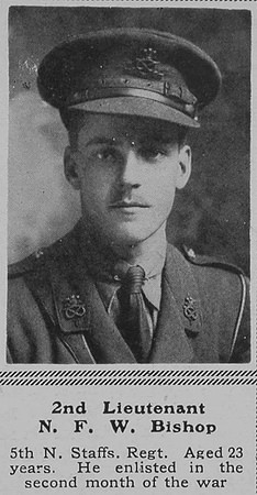 Bishop N F W 2nd Lt 5th North Staffs Regt The Sphere 15th Jan 1916