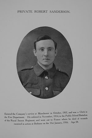 Sanderson R Pte 4224 21st Royal Fusiliers Northern Assurance Co War Record