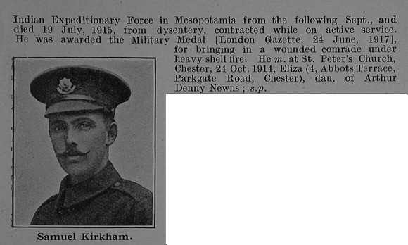 Kirkham S Cpl 25779 8th Cheshire Regiment Obit Part 2 De Ruvignys Roll Of Honour Vol 4