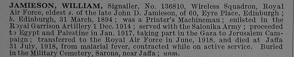 Jamieson W Sig 136810 Royal Air Force Obit De Ruvignys Roll Of Honour Vol 4