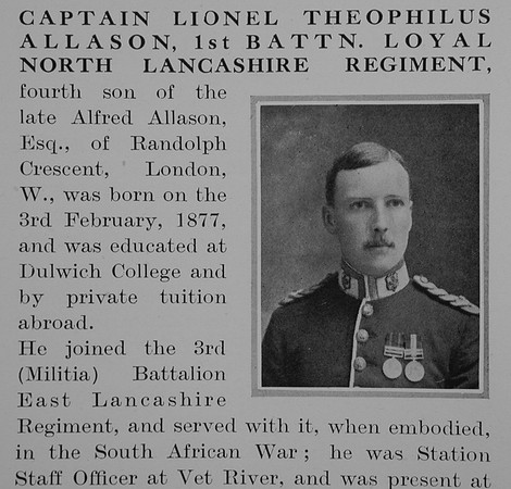 Allason L T Captain 1st Loyal North Lancs Regiment Obit Part 1 The Bond Of Sacrifice Vol 1