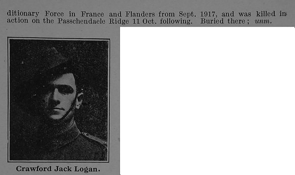 Logan C J Pte 2466 47th Australian Infantry, A.I.F. Obit Part 2 De Ruvignys Roll Of Honour Vol 4