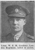 Gardiner W E M Lt 5th London Regiment The Graphic 2nd Aug 1916