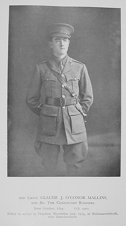 Mallins C J O 2nd Lt 2nd Connaught Rangers
