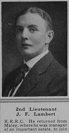 Lambert J F 2nd Lt 9th KRRC The Sphere 27th May 1916