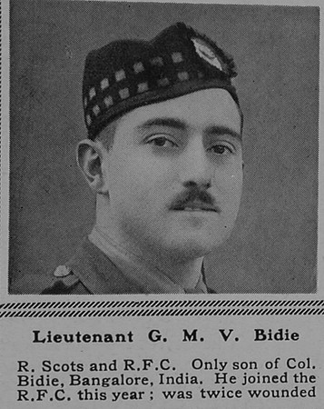 Bidie G M V Lt Royal Flying Corps The Sphere 16th Sep 1916